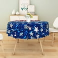 thumbnail image 6 of Aofoto Patriotic Red Blue Star Tablecloth 60 Inch Round, Washable Farmhouse Table Cloth Decorative for Picnic Party Holiday Home Indoor Outdoor, 6 of 6