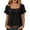 #0089-Black, variant on Women's Cotton Linen T-Shirts Ruffled Short Sleeve Square Neck Tops Loose Casual Tee Summer Gauze Blouse for Daily