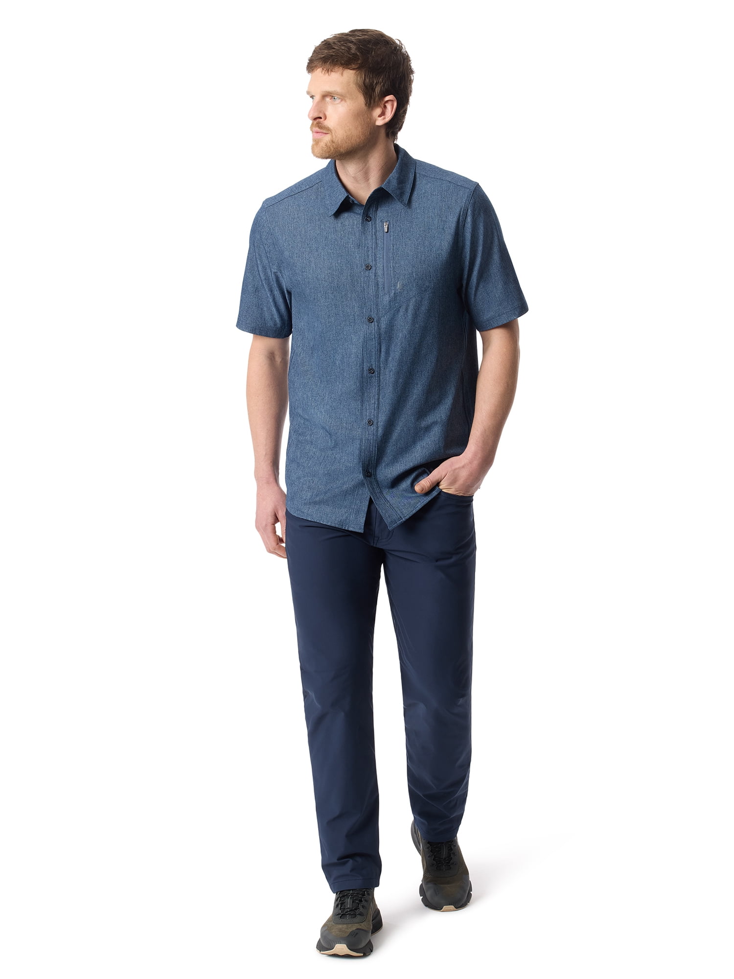 Bass & Co Men's Traveler Shirt with Short Sleeves, Size S-3XL