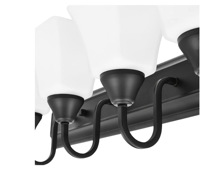 Luminance Square Lexington Vanity Light Wall Sconce | Black and White Bathroom Decor Fixture for Over Sink and Above Mirror | Mount as Uplighting or Bath Downlight, Damp Rated, 4-Light F3684-31