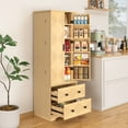 63" Kitchen Pantry with 2 Drawers, Wooden Kitchen Hutch