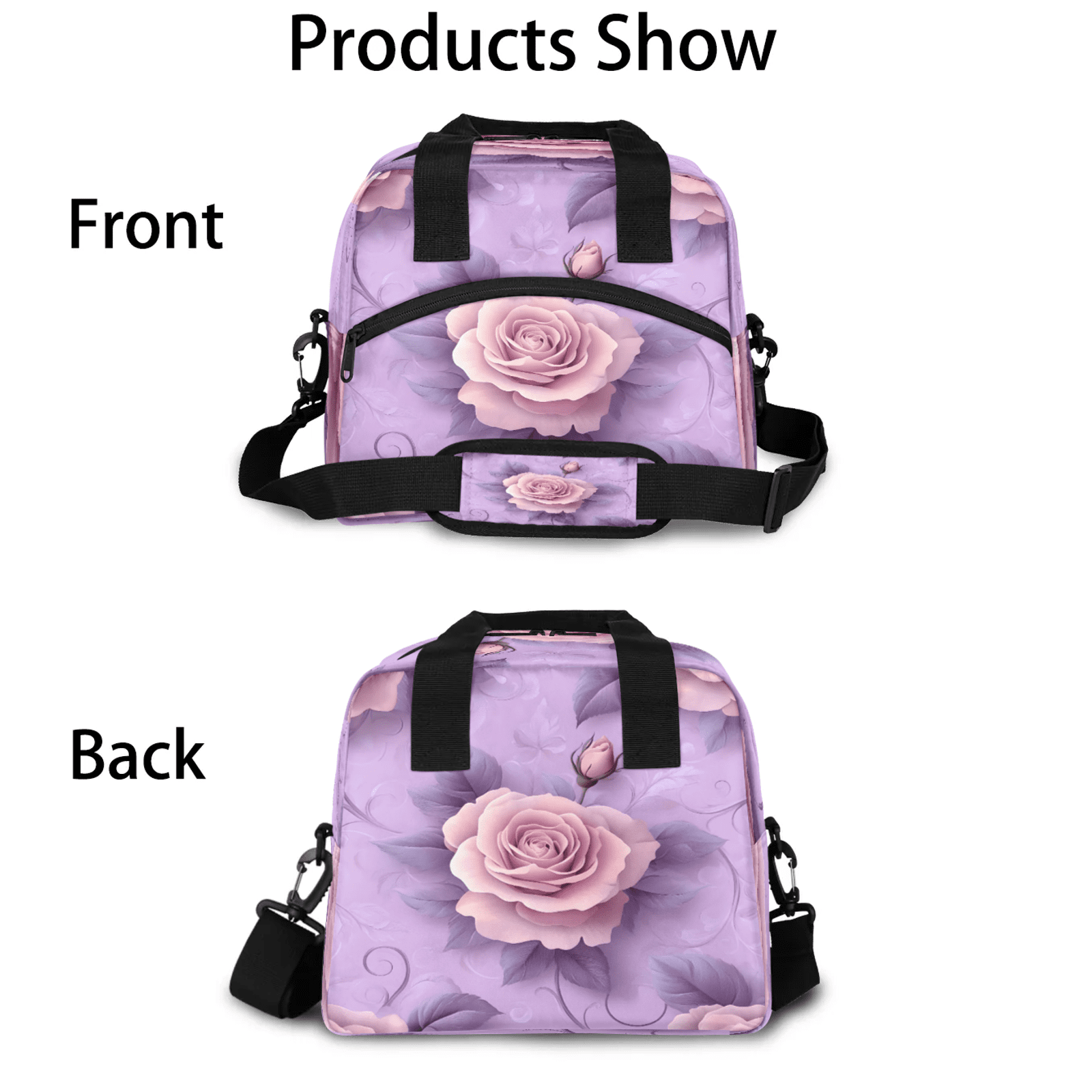 Herdesigns Rose Lunch Bag for Women Men Adult, Floral Large Insulated Reusable Lunch Box Leakproof Portable Cooler Tote Bags for Work Picnic Beach