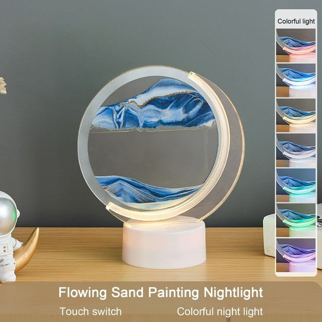 USB Streaming Sand Painting Night, Three-Dimensional Painting, Decorative Home Gifts Bedside Ambient Sand Painting LED Table Lamp(5ML)
