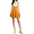 thumbnail image 2 of INSPIRE CHIC Women's Overall Dress Solid U Neck Button Decor Flared Hem M Orange, 2 of 6