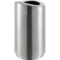 Global Industrial Round Curved Open Top Trash Can 32 Gallon Satin Stainless Stee