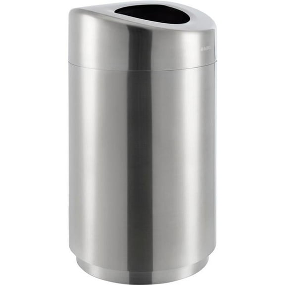 Global Industrial Round Curved Open Top Trash Can 32 Gallon Satin Stainless Stee