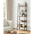 thumbnail image 1 of VASAGLE Bookshelf, 5-Tier Narrow Book Shelf, Ladder Shelf for Home Office, Living Room, Bedroom, Kitchen, Rustic Brown and Black ULLS067B01, 1 of 7