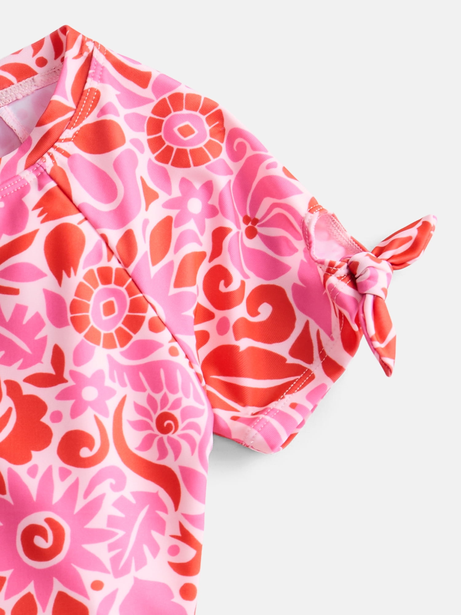 Wonder Nation Girls Short Sleeve Rash Guard Swim Set, Two-Piece, Sizes 4-18