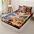thumbnail image 2 of Metsweet Magic Dragon Zipper Twin Comforter Sets with Fitted Sheet and 2 Pillowcases, Abstract Animal Zipper Bedding Set, Red Blue Green,4-Piece,Black Reversible, 2 of 6