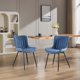 thumbnail image 1 of Set of two blue faux - leather dining sillas featuring metal legs y comfy backrest para the dining room, 1 of 7