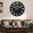 thumbnail image 4 of ARTPOWER Large Wall Clock 35.5” Shiplap Wall Clock with Roman Numeral, Nearly Non-Ticking, Round Wall Clocks for Living Room Decor, Office, Bedroom, Entrance, Black, 4 of 9