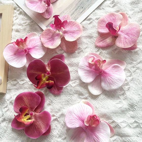 Callipe 10 Pcs Artificial Faux Silk Phalaenopsis Flower Heads Fake Orchid Head for Wedding Floral Bouquet Decor DIY Craft Making