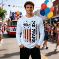 thumbnail image 2 of VNKIDY Mens 250 Years USA Flag Print Long Sleeve TShirt Crew Neck Patriotic Graphic Tee For Independence Day Daily Wear Leisure Top, 2 of 4