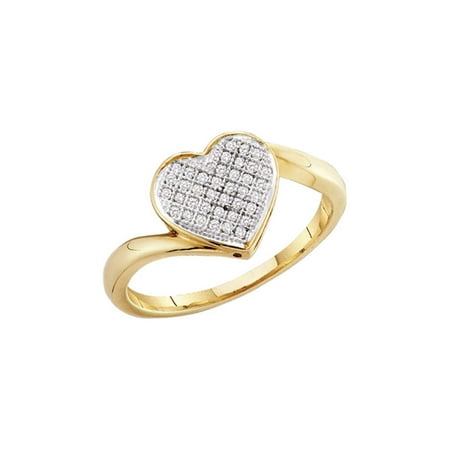 10k Yellow Gold Womens Round Diamond Heart Cluster Ring for Women 1/20 Cttw Fine Jewelry Ideal Gifts Gift Set From Heart