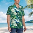 thumbnail image 2 of KLL Men's Hawaiian Shirt Short Sleeve Button Down Beach Shirts-Peacock And Flowers, 2 of 5