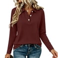 thumbnail image 3 of Josdec Long Sleeve Tops for Women Collared Partial Button Solid‑Color Loose Fit Shirts for Golf Sports Office Holiday S‑2XL, 3 of 9