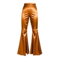 thumbnail image 5 of FRSASU Women Shiny Metallic Bell Bottom Bootcut Leggings Disco Wide Leg Pants High Waist Dance Yoga Trousers Yellow, 5 of 6