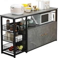 thumbnail image 1 of Mueble Organizador Multiusos para Cocina, Almacenamiento de Alacena, Estantes Organizadores Microondas, con Repisas, 2 Compuertas y 3 Canastillas, Gris Oscuro, 1 of 4