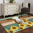 thumbnail image 4 of Kitchen Mats for Floor 3x5 Ft, Farmhouse Cow Non Slip Area Rugs for Kitchen Bedroom Entryway, Vintage Country Sunflower Teal Brown Wooden Washable Carpet Runner Rug Floor Mats for Bedroom Home Decor, 4 of 9