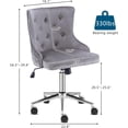 thumbnail image 2 of HYJY Grey Velvet Armless Home Office Desk Chair with Gold Base/Wheels, Small Cute Vanity/Makeup Chair with Back for Bedroom, Upholstered Adjustable Rolling Swivel Nail Chair for Women/Girls, 2 of 18
