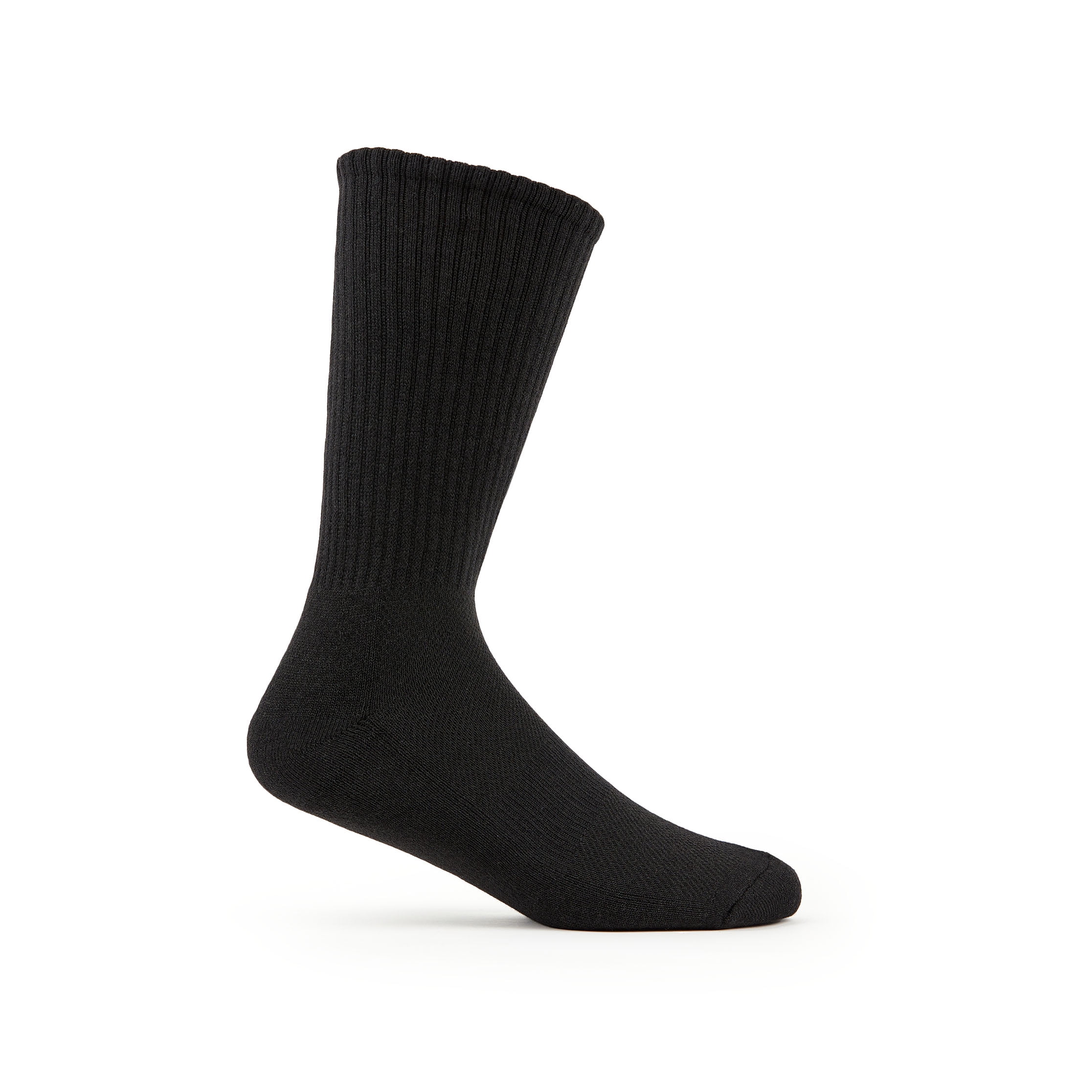 Fruit of the Loom Men's All Day Comfort Crew Socks, Sizes 12-15, Black (6-Pack)