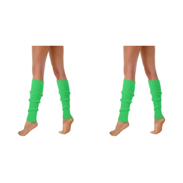 (2-Pack) Rinsvye 80S 90S Leg Warmers Socks Women for Women Neon Ribbed Compression Socks Women Leg Socks Stylish Accessories Thigh High Socks for Women Colorful Fluorescent Wool Knitted Sock Sleeves