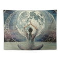 thumbnail image 5 of Creowell  Mandala Tapestry, Pastel Scene with a Lady Doing Yoga Phases of the Moon Folk Lotus Art, Fabric Wall Hanging Decor for Bedroom Living Room Dorm 60x50inch, 5 of 6