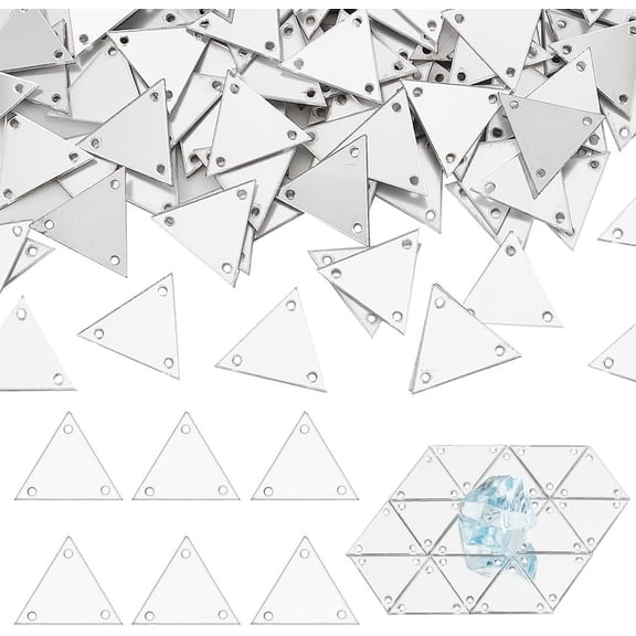 200Pcs Silver Triangle Acrylic Sew on Rhinestone Beads