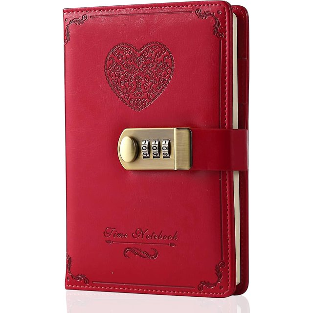 Diary With Lock For Girls - Leather Password Locking Journal Cute Secret Diaries Notebook With Combination Lock For Women Adults B6 Size 5.3x7.8 Inch