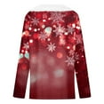 thumbnail image 4 of Women Christmas Outfit Festive Holiday Print Long Sleeve T-Shirt for Women Cozy Winter Fashion Family Gathering Party Apparel with Classic Collar Design Red M, 4 of 5