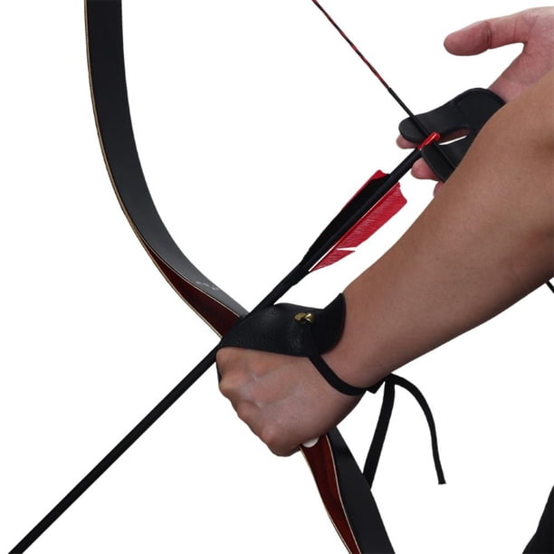 Protège-bras Et Gant En Cuir Pour Tir à L'arc – Main Gauche – 2 Sangles Réglables – Boucles En Laiton – Taille Unique
