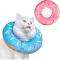 thumbnail image 1 of 2 Pieces Adjustable Donut Cone for Cats, Soft Cat Recovery Collar Wound Healing Protective Cone After Surgery (Blue+Pink) L, 1 of 7