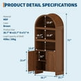 thumbnail image 3 of Mid Century 71"H Arched Cabinet, 5-Tier Arched Bookcase with Doors, 3 Open Display Shelves and Adjustable Shelf, Wood Storage Display Cabinet Kitchen Pantry for Office Dining Living Room, 3 of 8