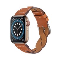 PU Leather band Compatible with Apple Watch Band Bracelet 42mm/44mm/45mm/46mm/49mm Women, Boho Braided Jasper Stone Watch Strap for iWatch Band Series Ultra 2/1 SE Series 10 9 8 7 6 5 4 3 2 1,Brown