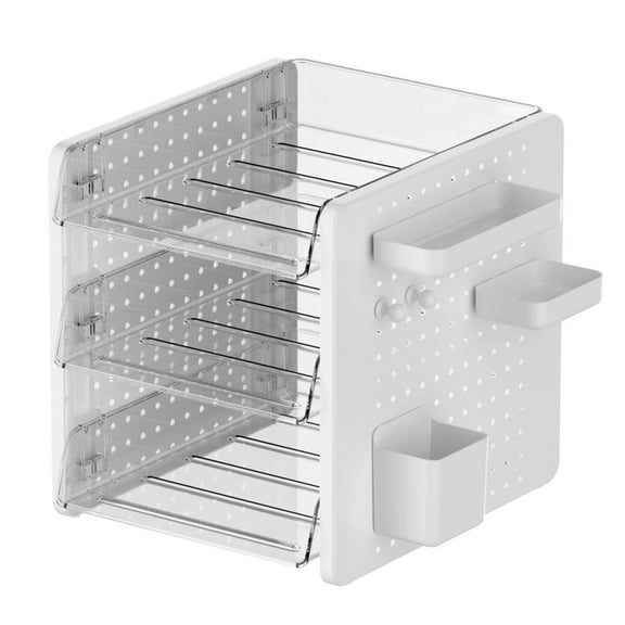 Desktop Organizer 2/3 Tiered Stackable File Letter Tray with Pegboard Pen Cup
