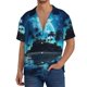 thumbnail image 1 of Balery Hawaiian Beach Pirate Moon Camisa Casual de Manga Corta con Botones para Hombre, Texturizada, Estilo Cubano, para Playa, Verano-Large, 1 of 5