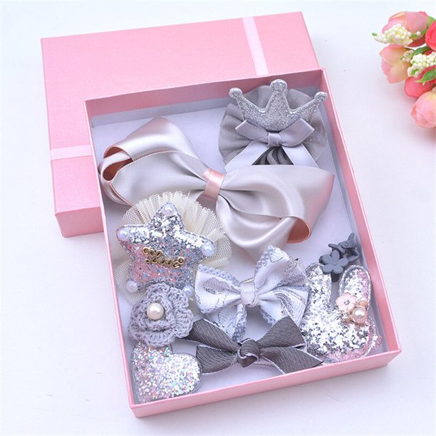 2018 10Pcs Cute Crown Bowknot Kind Hairpin Set Flower Star Girls HairClip Hair Accessories Headwear Headband Hairgrip NewPink He Qiyong unisex