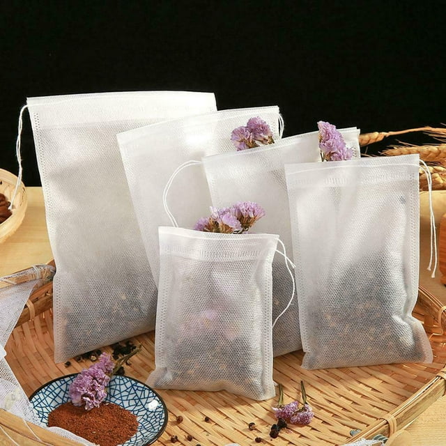 kurtrusly 100Pcs/Lot Teabags Lightweight Empty Square Cooking Spice Scented Tea Bags with Seal Filter Paper Natural Drawstring Herb Pouch 100pcs 8x10cm