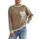thumbnail image 3 of Suéter de Punto con Cuello Redondo, Larga, Holgado y Liso para Mujer, Estilo Moderno Caqui XL, 3 of 9