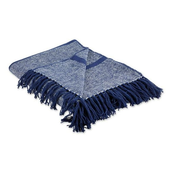 Design Imports CAMZ11477 Navy Stripe Homespun Blanket Throw