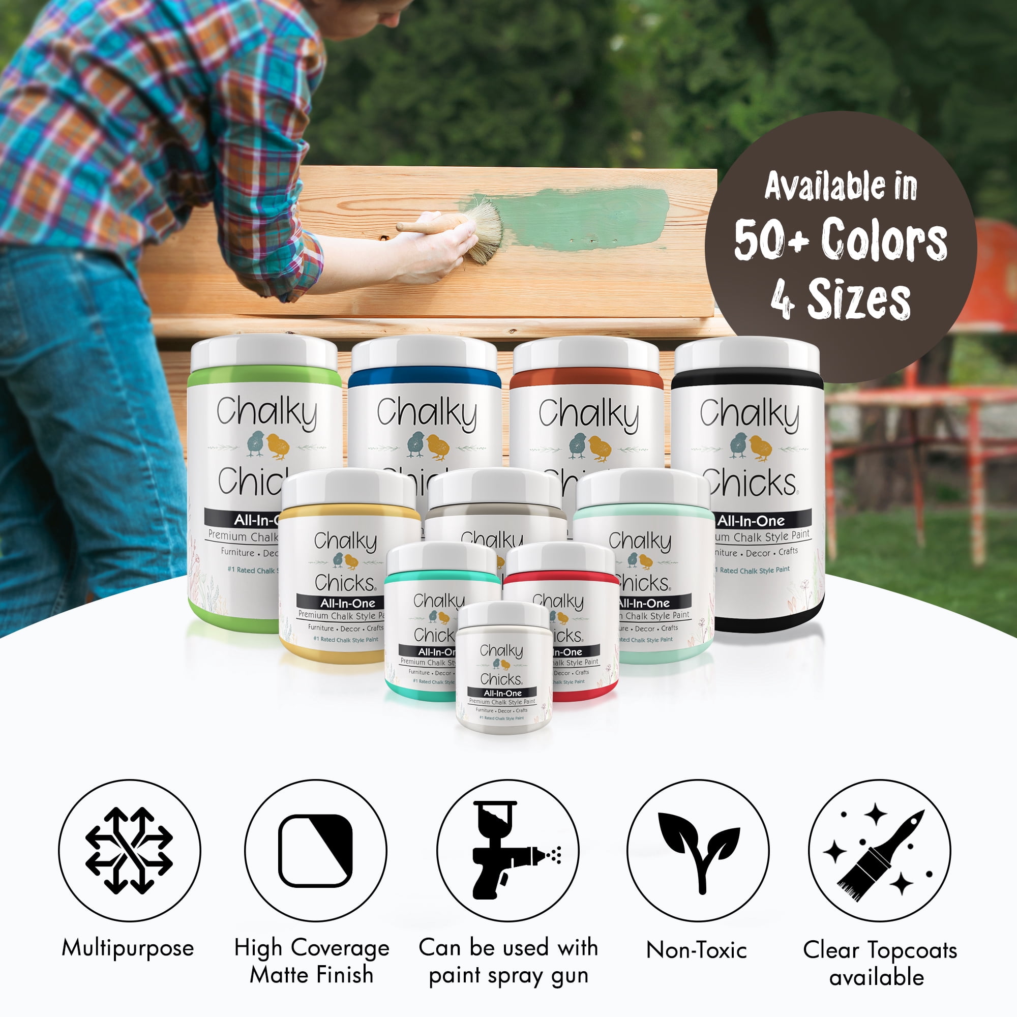 Chalky Chicks 16 Fl Oz Matte Alaskan Brown Bear Chalk Paint for Furniture Without Sanding - No Prep Furniture Paint No Sanding All in One for Crafts, Wood, Cabinet, Walls, Metal, Dresser, Farmhouse