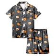 thumbnail image 2 of BOOMNY Halloween Girls 2 Peice Pajamas Sets Hallowmas Pumpkin Ghost Graphic Short Sleeve Buttons Sleepwear Tops Shorts Pjs Set for Kids Cozy Loungewear Homewear, 2 of 5