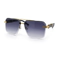 thumbnail image 4 of Mens Euro Mafia Mob Rimless Bevel Lens Oversize Racer Sunglasses [Gold Black - Smoke], 4 of 8