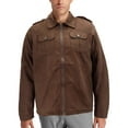 thumbnail image 2 of Men’s Removable Sherpa Collar Classic Full Zipper Microsuede Trucker Jacket (Dark Brown, M), 2 of 4