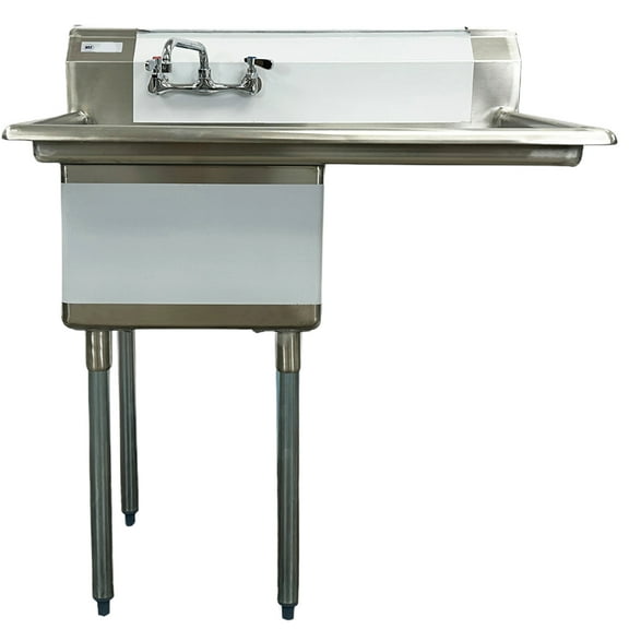 Elite Kitchen 39 in. Single Bowl Kitchen Sink Commercial Sink with Right Drainboard NSF Certified