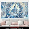 thumbnail image 5 of 1 piece, birthday banner background decoration, 2D flat dreamy ice and snow princess castle background wall hanging decorative banner, party supplies, indoor/outdoor party decoration, entrance passag, 5 of 6