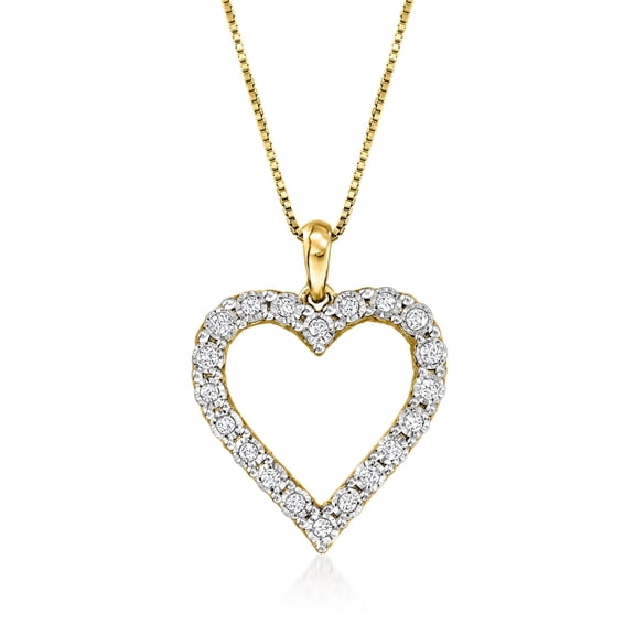 Ross-Simons 0.30 ct. t.w. Diamond Heart Pendant Necklace in 18kt Gold Over Sterling, Women's, Adult