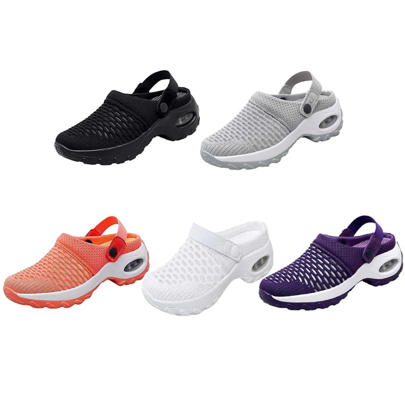 Womens Breathable Casual air Cushion Slip-on Shoes，Mesh Slip On Air Cushion Garden Shoes Summer Platform Mesh Mules Sneaker Sandals ，Orthopedic Walking Sandals 