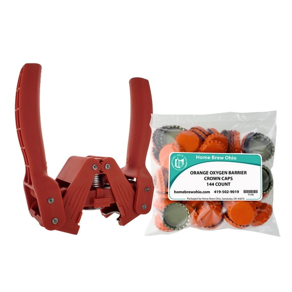 Black Beauty Bottle Capper With Orange Oxygen Barrier Crown Caps-144