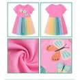 thumbnail image 3 of Emy Dola Toddler Girls Tutu Dresses Summer Short Sleeve Rainbow Tulle Party Dress for Girl 2-7 Years Easter Gift - 1 Piece Butterfly, 3 of 8